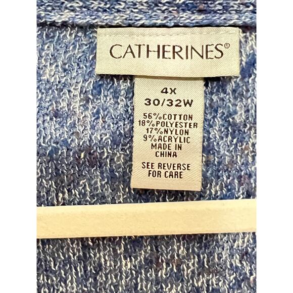 Catherines size 2X cardigan blue open front light weight short sleeve career - Picture 5 of 6